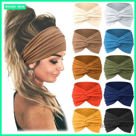 Polyester Spandex Wide Headbands Non-Slip Workout Turban Wrap main image 7